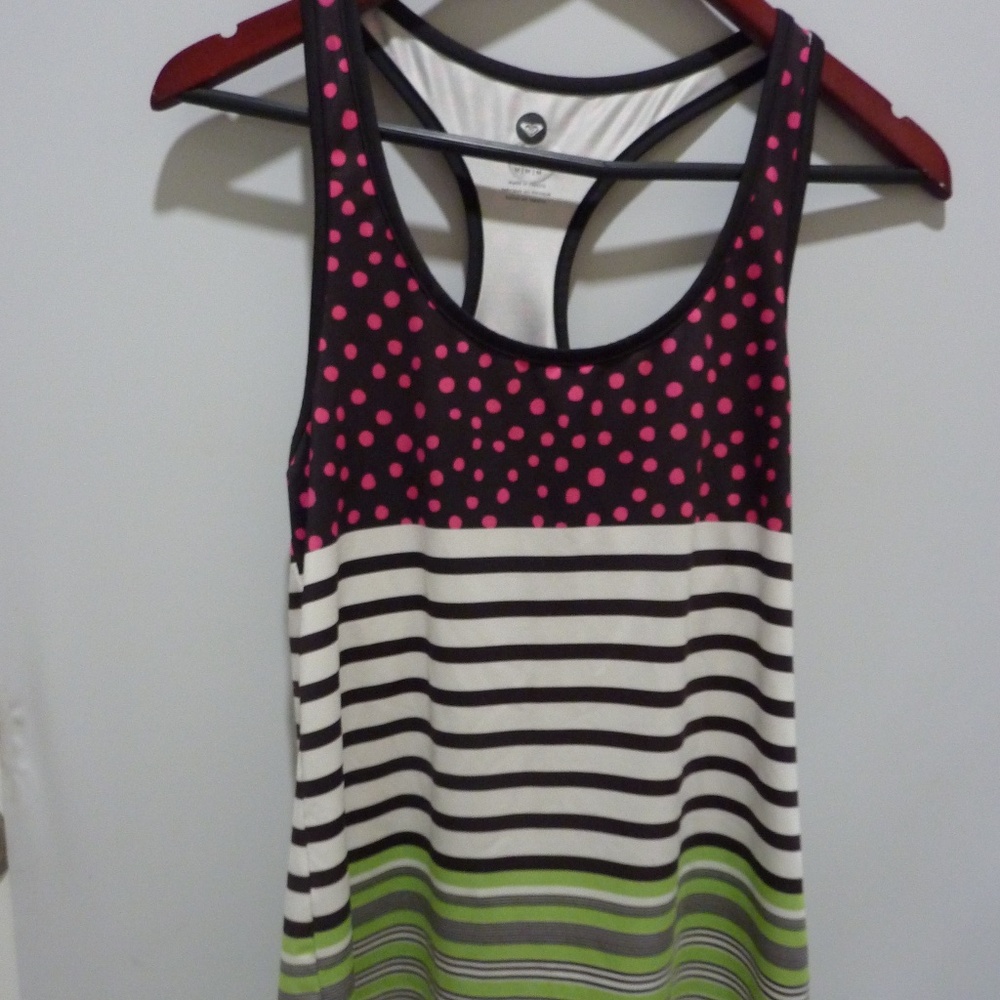 ROXY ACTIVE  WOMENS Tank Top Sz M  Racerback STRETCH STRIPED
